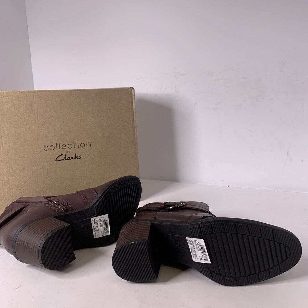 Clarks Women's Scene Strap Burgundy Leather Ankle Boot Size 6.5 M - Picture 9 of 9